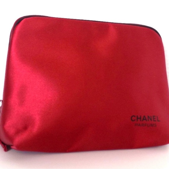 CHANEL Handbags - CHANEL Dark satin Scarlet Parfums makeup Pouch